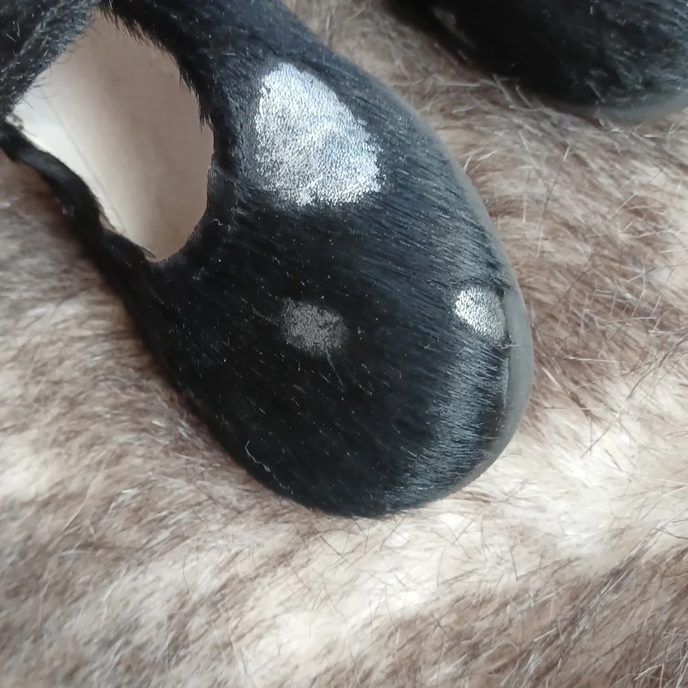 Kids real fur dress shoes
